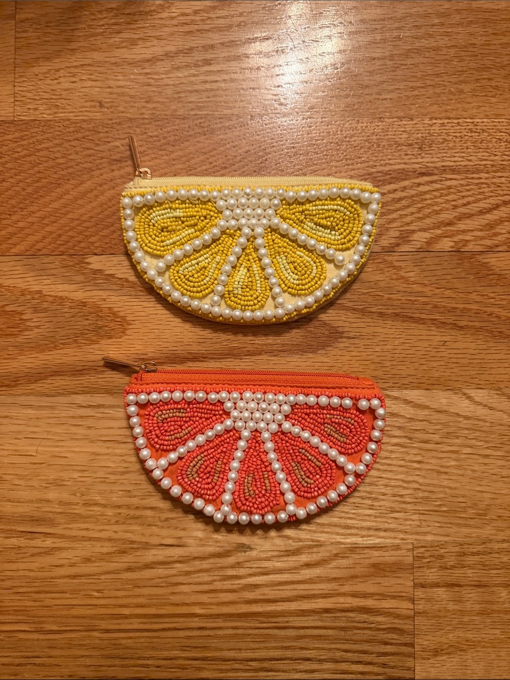 Citrus Coin Purse with beads and pearls
